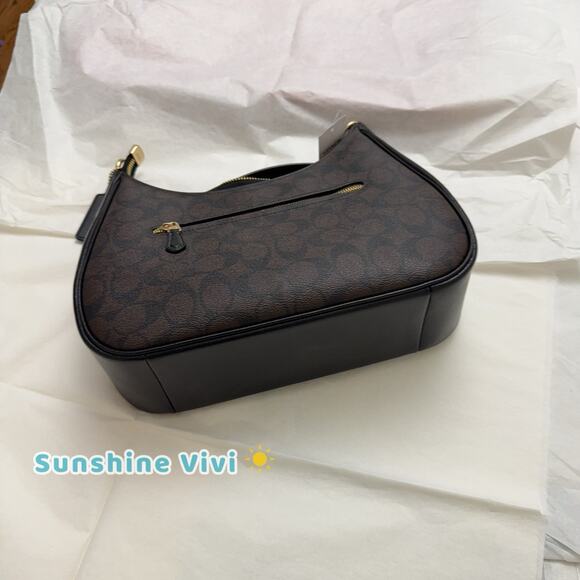 NWT Coach Teri Hobo Bag In Signature Canvas CK161 Gold/Walnut/Black - Picture 9 of 10